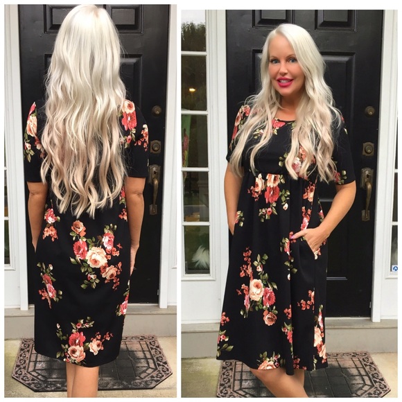 LAST 1!  💕Best Ever! Black Floral Babydoll Dress! - Picture 3 of 3